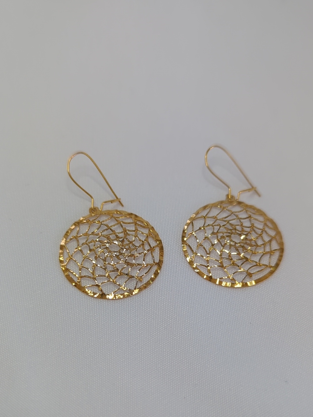 Gold Filigree Dreamcatcher Drop Earrings